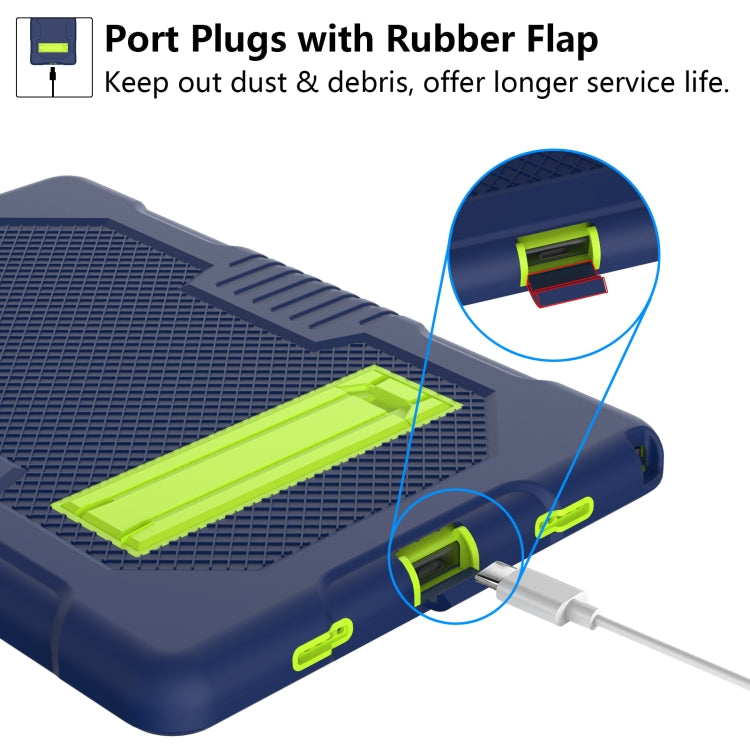 For Samsung Galaxy Tab A8 10.5 2021 X200 Contrast Color Robot Shockproof Silicone + PC Tablet Case(Navy Blue Yellow Green) by bashfashion