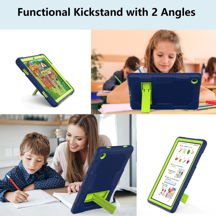 For Samsung Galaxy Tab A8 10.5 2021 X200 Contrast Color Robot Shockproof Silicone + PC Tablet Case(Navy Blue Yellow Green) by bashfashion