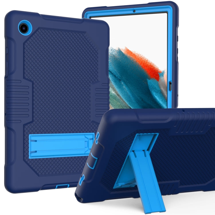 For Samsung Galaxy Tab A8 10.5 2021 X200 Contrast Color Robot Shockproof Silicone + PC Tablet Case(Navy Blue) by bashfashion