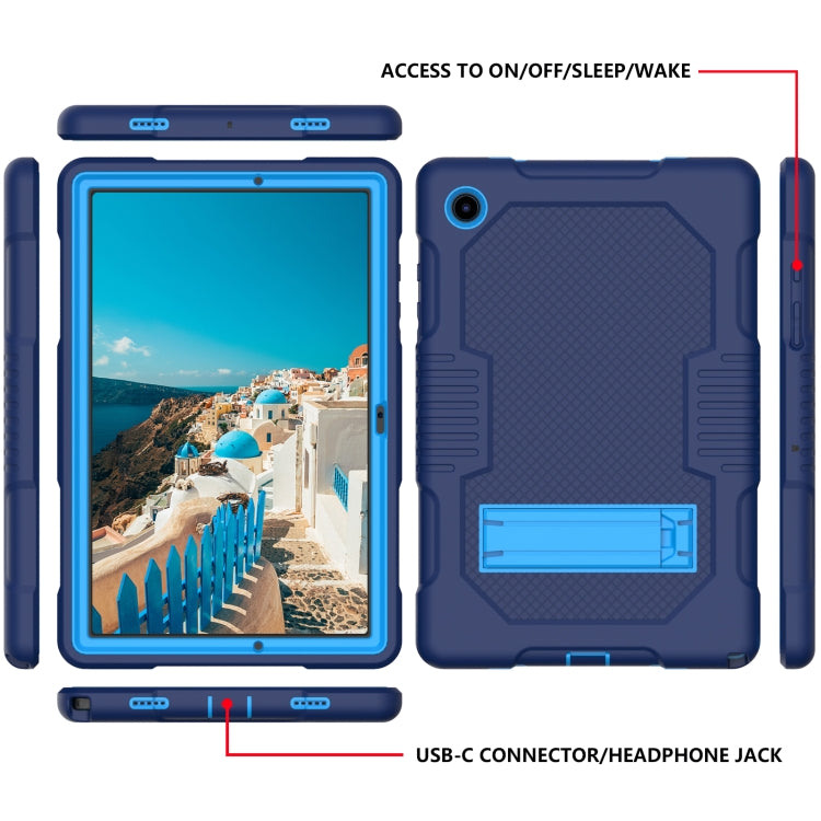 For Samsung Galaxy Tab A8 10.5 2021 X200 Contrast Color Robot Shockproof Silicone + PC Tablet Case(Navy Blue) by bashfashion