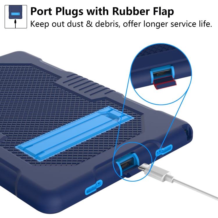 For Samsung Galaxy Tab A8 10.5 2021 X200 Contrast Color Robot Shockproof Silicone + PC Tablet Case(Navy Blue) by bashfashion