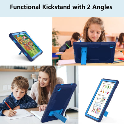 For Samsung Galaxy Tab A8 10.5 2021 X200 Contrast Color Robot Shockproof Silicone + PC Tablet Case(Navy Blue) by bashfashion