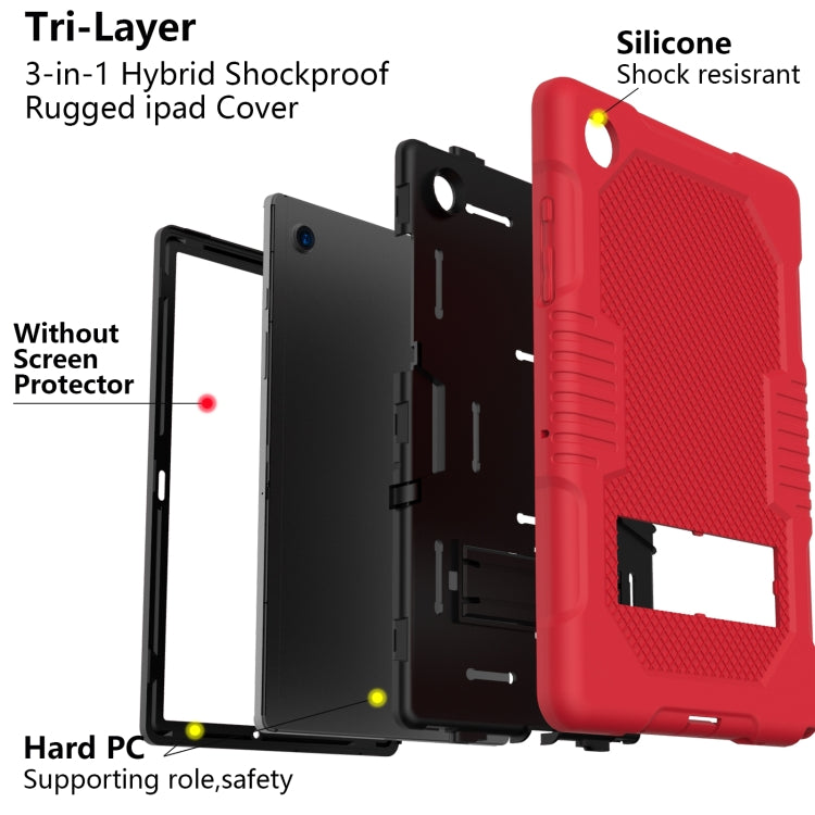 For Samsung Galaxy Tab A8 10.5 2021 X200 Contrast Color Robot Shockproof Silicone + PC Tablet Case(Red Black) by bashfashion