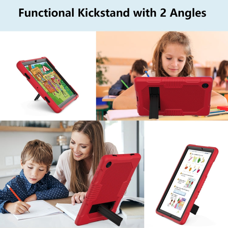 For Samsung Galaxy Tab A8 10.5 2021 X200 Contrast Color Robot Shockproof Silicone + PC Tablet Case(Red Black) by bashfashion