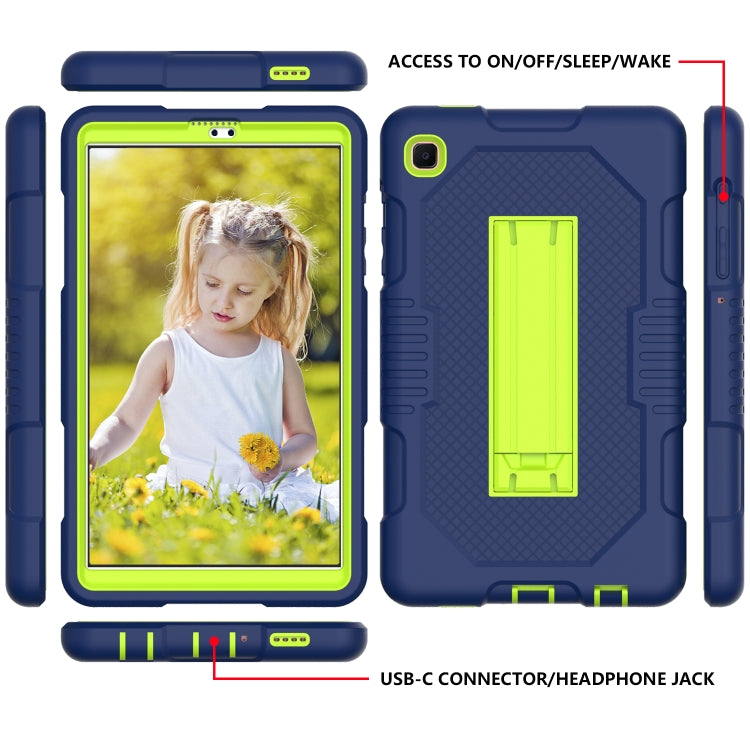 For Samsung Galaxy A7 Lite T220 Contrast Color Robot Shockproof Silicone + PC Tablet Case(Navy Blue Yellow Green) by bashfashion