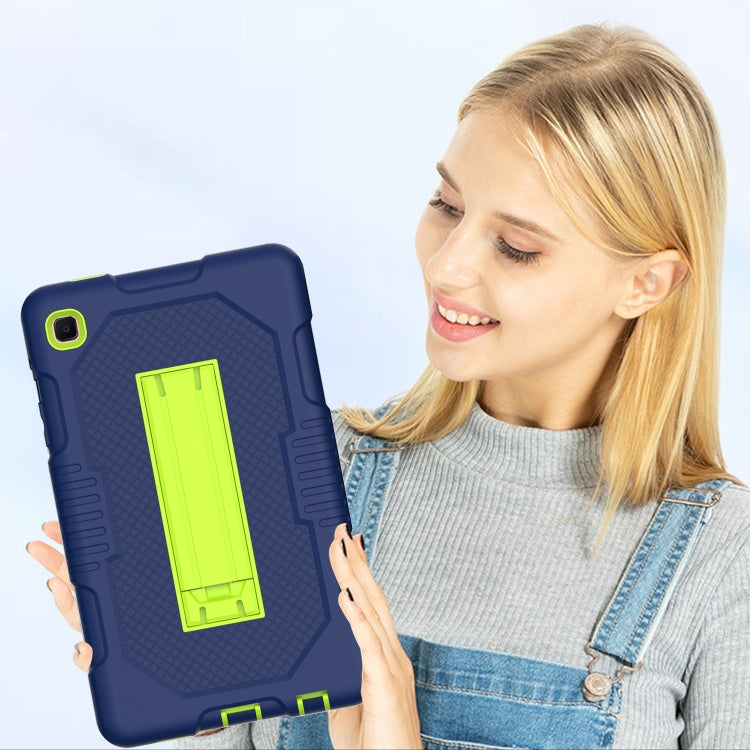For Samsung Galaxy A7 Lite T220 Contrast Color Robot Shockproof Silicone + PC Tablet Case(Navy Blue Yellow Green) by bashfashion
