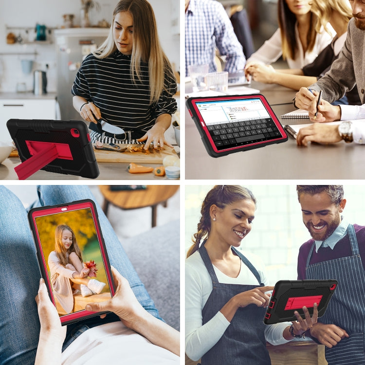 For Samsung Galaxy A7 Lite T220 Contrast Color Robot Shockproof Silicone + PC Tablet Case(Black Red) by bashfashion