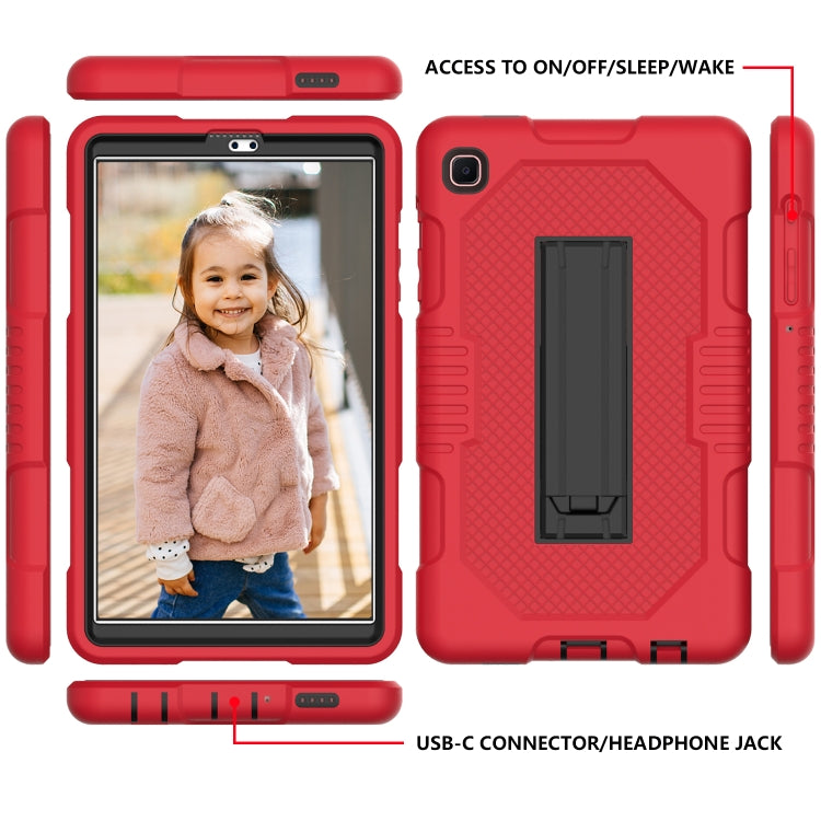 For Samsung Galaxy A7 Lite T220 Contrast Color Robot Shockproof Silicone + PC Tablet Case(Red Black) by bashfashion