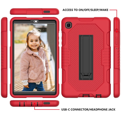 For Samsung Galaxy A7 Lite T220 Contrast Color Robot Shockproof Silicone + PC Tablet Case(Red Black) by bashfashion