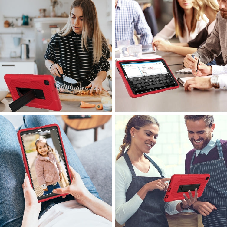 For Samsung Galaxy A7 Lite T220 Contrast Color Robot Shockproof Silicone + PC Tablet Case(Red Black) by bashfashion