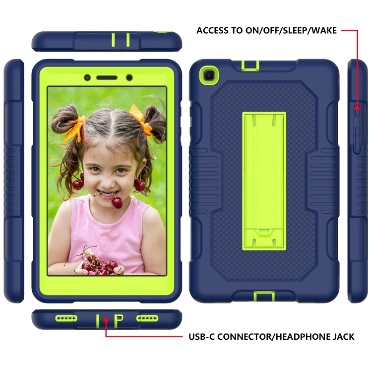 For Samsung Galaxy Tab A 8.0 2019 T290 Contrast Color Robot Shockproof Silicone + PC Tablet Case(Navy Blue Yellow Green) by bashfashion