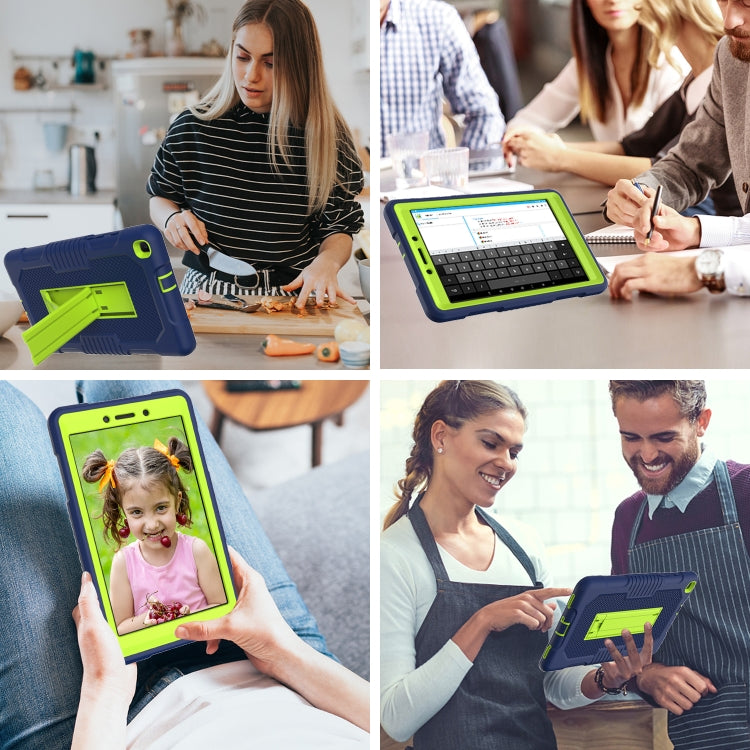 For Samsung Galaxy Tab A 8.0 2019 T290 Contrast Color Robot Shockproof Silicone + PC Tablet Case(Navy Blue Yellow Green) by bashfashion