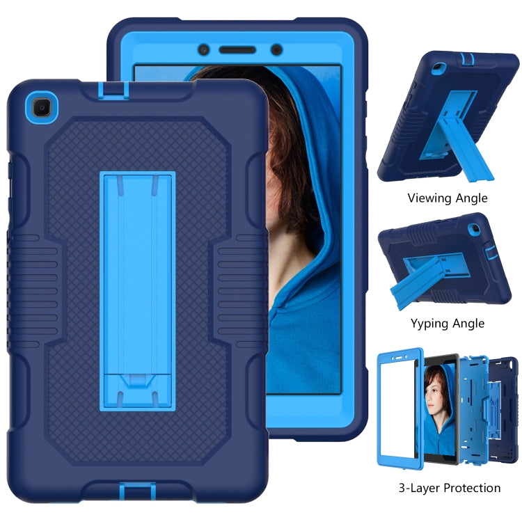 For Samsung Galaxy Tab A 8.0 2019 T290 Contrast Color Robot Shockproof Silicone + PC Tablet Case(Navy Blue) by bashfashion