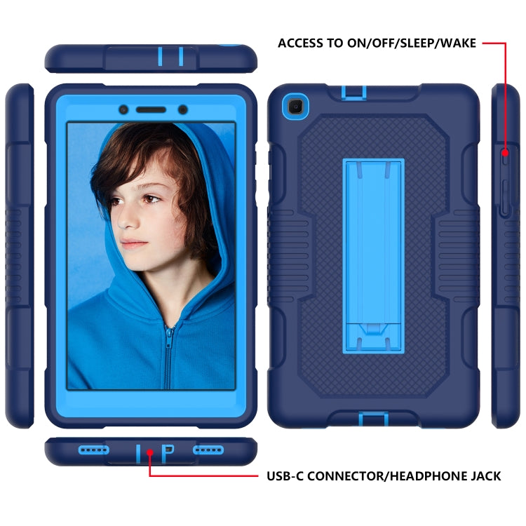 For Samsung Galaxy Tab A 8.0 2019 T290 Contrast Color Robot Shockproof Silicone + PC Tablet Case(Navy Blue) by bashfashion