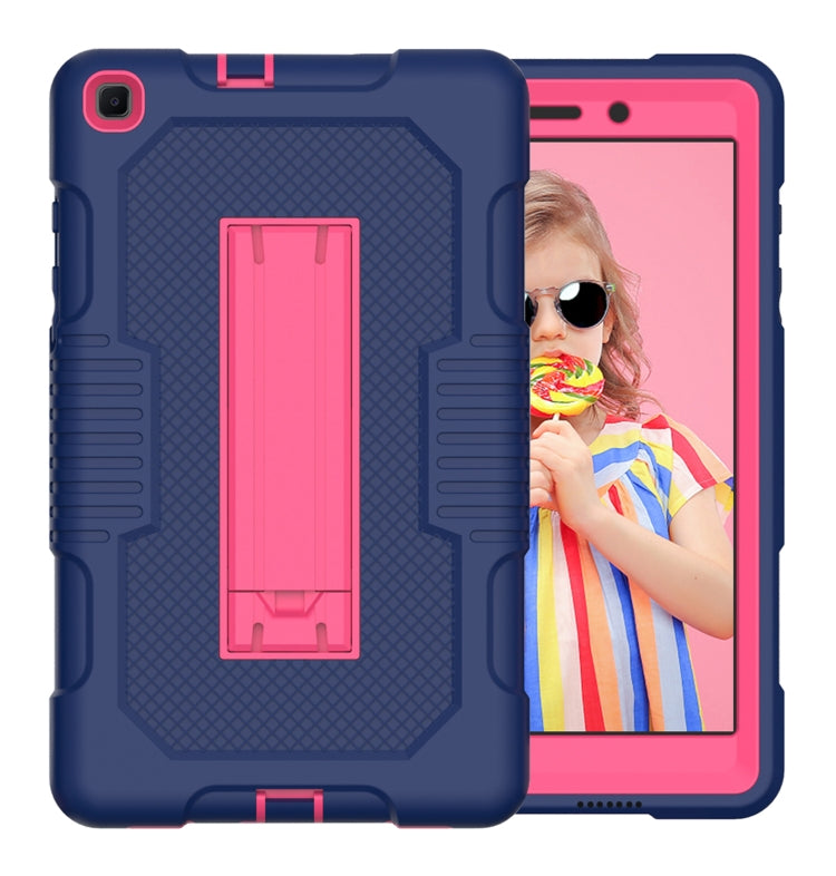For Samsung Galaxy Tab A 8.0 2019 T290 Contrast Color Robot Shockproof Silicone + PC Tablet Case(Navy Blue Rose) by bashfashion