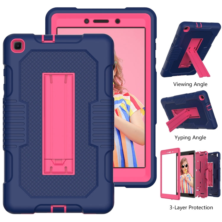 For Samsung Galaxy Tab A 8.0 2019 T290 Contrast Color Robot Shockproof Silicone + PC Tablet Case(Navy Blue Rose) by bashfashion