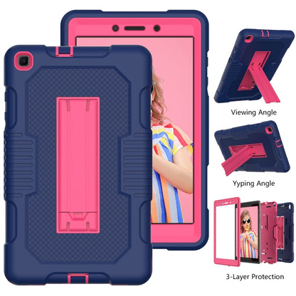 For Samsung Galaxy Tab A 8.0 2019 T290 Contrast Color Robot Shockproof Silicone + PC Tablet Case(Navy Blue Rose) by bashfashion