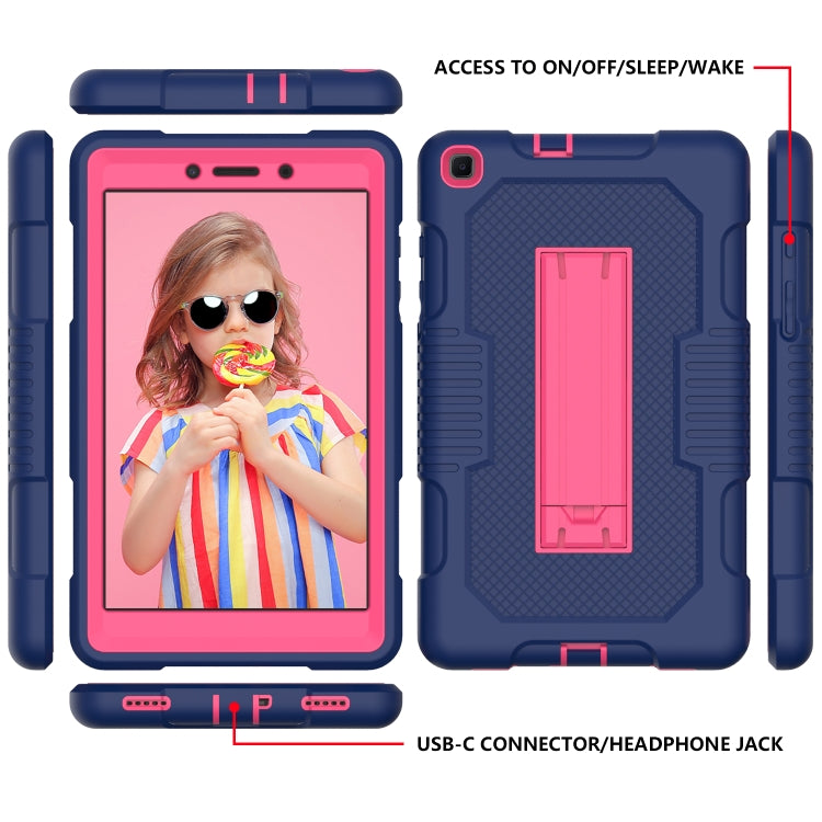 For Samsung Galaxy Tab A 8.0 2019 T290 Contrast Color Robot Shockproof Silicone + PC Tablet Case(Navy Blue Rose) by bashfashion