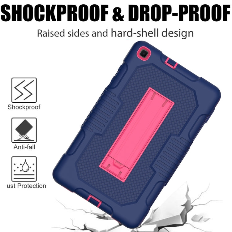 For Samsung Galaxy Tab A 8.0 2019 T290 Contrast Color Robot Shockproof Silicone + PC Tablet Case(Navy Blue Rose) by bashfashion