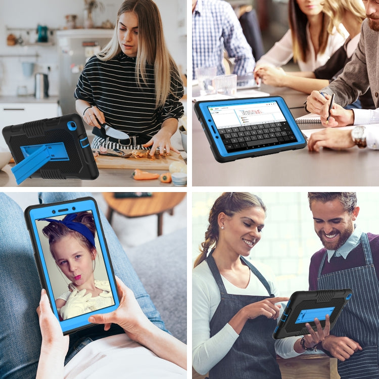 For Samsung Galaxy Tab A 8.0 2019 T290 Contrast Color Robot Shockproof Silicone + PC Tablet Case(Black Blue) by bashfashion