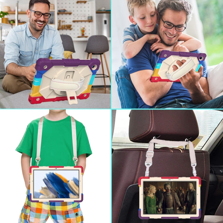 For Samsung Galaxy Tab A8 10.5 2021 X200 Contrast Color Robot Silicone + PC Tablet Case(Colorful Red) by bashfashion