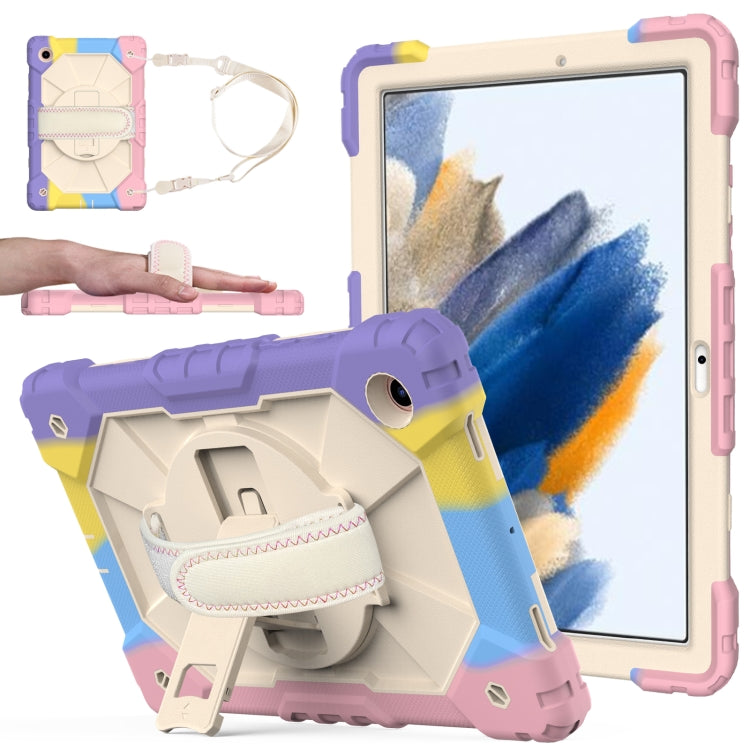 For Samsung Galaxy Tab A8 10.5 2021 X200 Contrast Color Robot Silicone + PC Tablet Case(Colorful Pink) by bashfashion