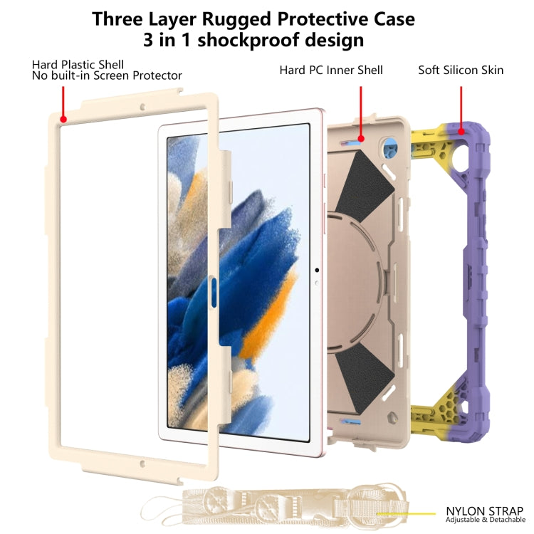 For Samsung Galaxy Tab A8 10.5 2021 X200 Contrast Color Robot Silicone + PC Tablet Case(Colorful Pink) by bashfashion