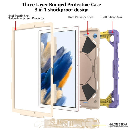 For Samsung Galaxy Tab A8 10.5 2021 X200 Contrast Color Robot Silicone + PC Tablet Case(Colorful Pink) by bashfashion