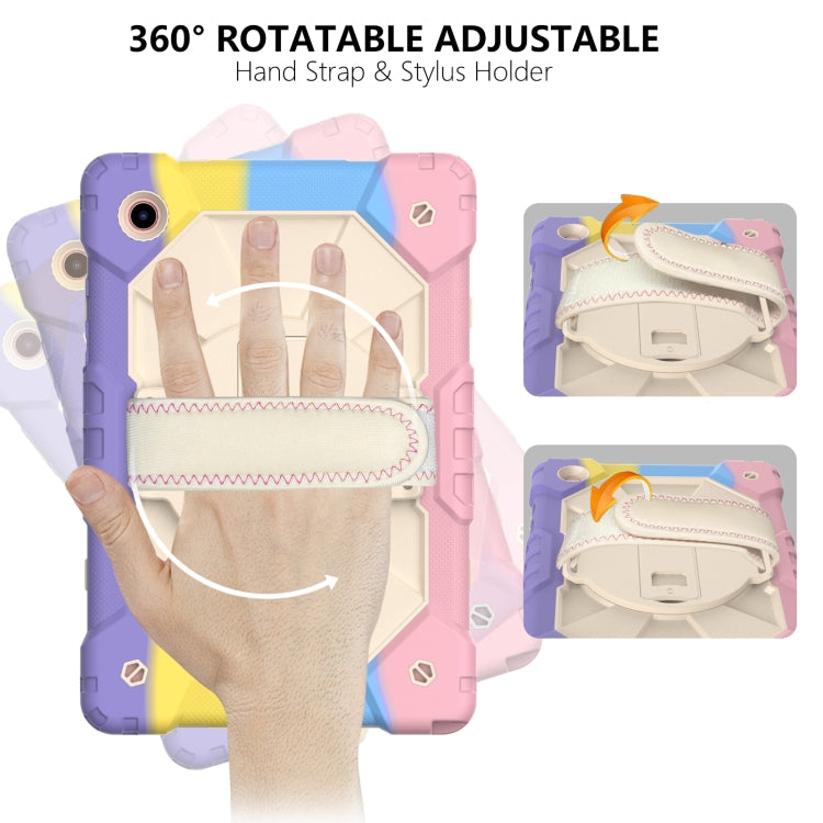 For Samsung Galaxy Tab A8 10.5 2021 X200 Contrast Color Robot Silicone + PC Tablet Case(Colorful Pink) by bashfashion