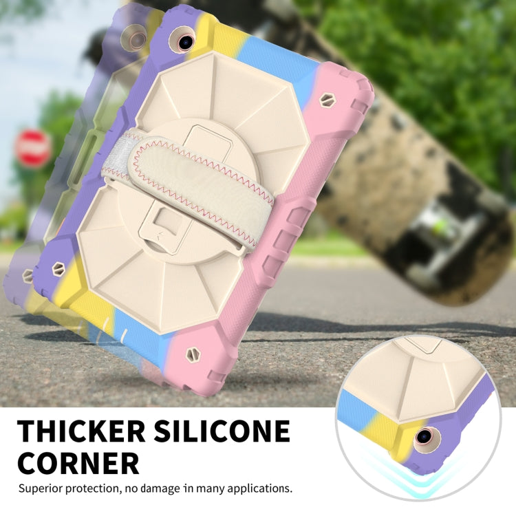 For Samsung Galaxy Tab A8 10.5 2021 X200 Contrast Color Robot Silicone + PC Tablet Case(Colorful Pink) by bashfashion