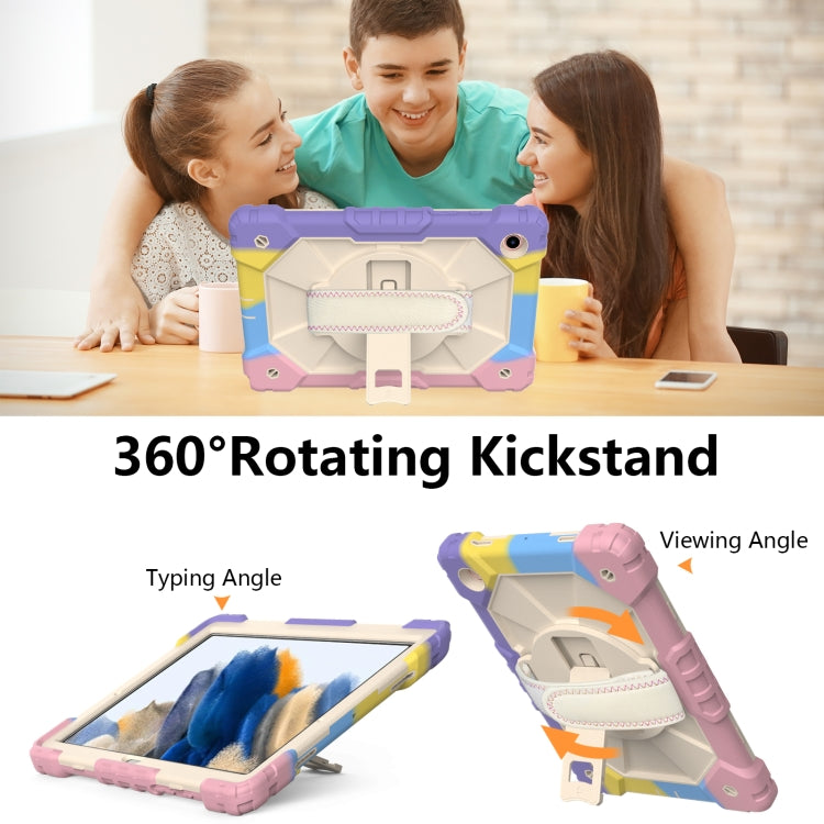 For Samsung Galaxy Tab A8 10.5 2021 X200 Contrast Color Robot Silicone + PC Tablet Case(Colorful Pink) by bashfashion