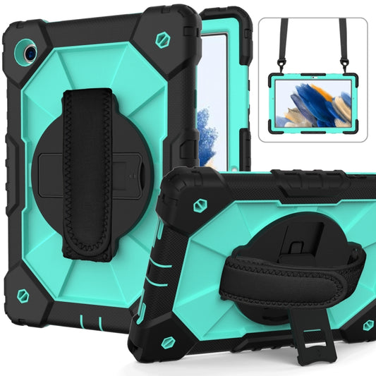For Samsung Galaxy Tab A8 10.5 2021 X200 Contrast Color Robot Silicone + PC Tablet Case(Black+Mint) by bashfashion
