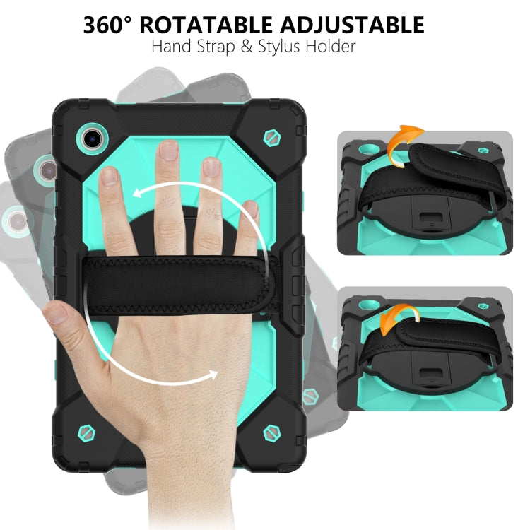 For Samsung Galaxy Tab A8 10.5 2021 X200 Contrast Color Robot Silicone + PC Tablet Case(Black+Mint) by bashfashion