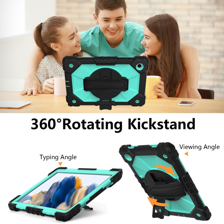 For Samsung Galaxy Tab A8 10.5 2021 X200 Contrast Color Robot Silicone + PC Tablet Case(Black+Mint) by bashfashion