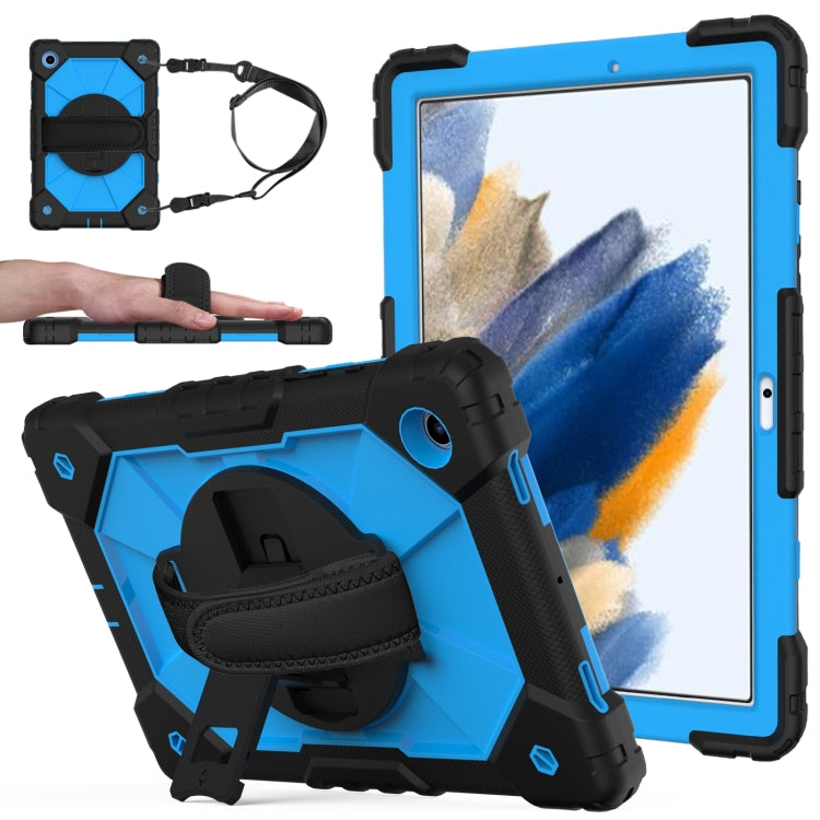 For Samsung Galaxy Tab A8 10.5 2021 X200 Contrast Color Robot Silicone + PC Tablet Case(Black+Blue) by bashfashion