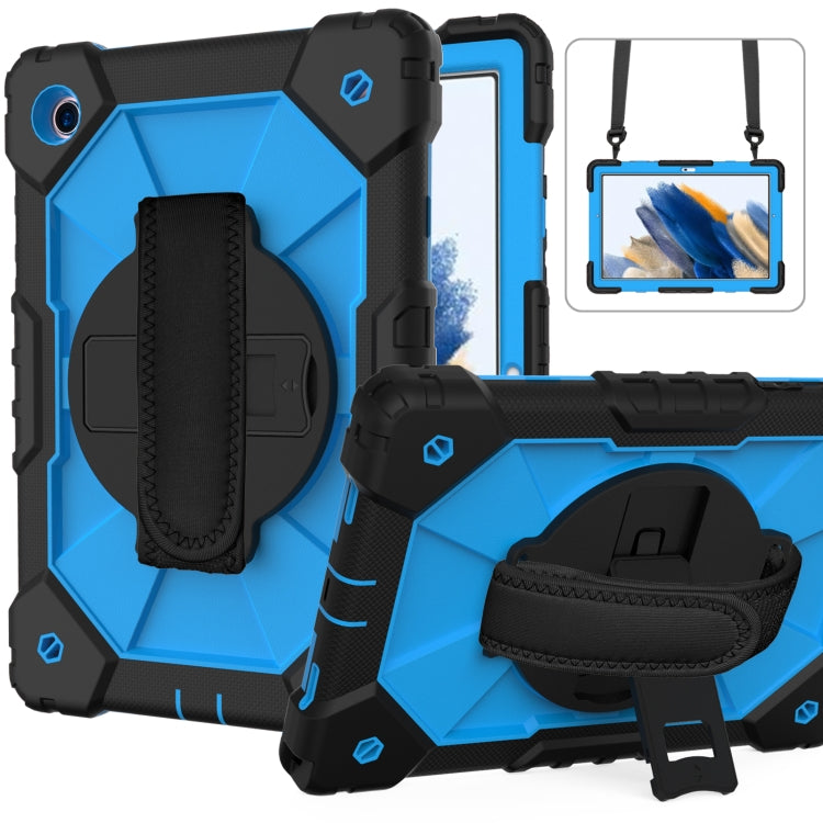 For Samsung Galaxy Tab A8 10.5 2021 X200 Contrast Color Robot Silicone + PC Tablet Case(Black+Blue) by bashfashion