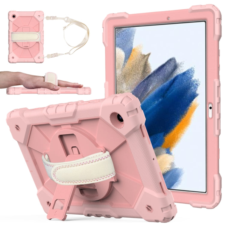 For Samsung Galaxy Tab A8 10.5 2021 X200 Contrast Color Robot Silicone + PC Tablet Case(Rose Gold) by bashfashion