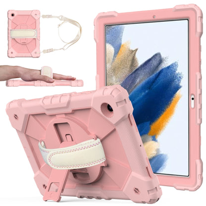 For Samsung Galaxy Tab A8 10.5 2021 X200 Contrast Color Robot Silicone + PC Tablet Case(Rose Gold) by bashfashion