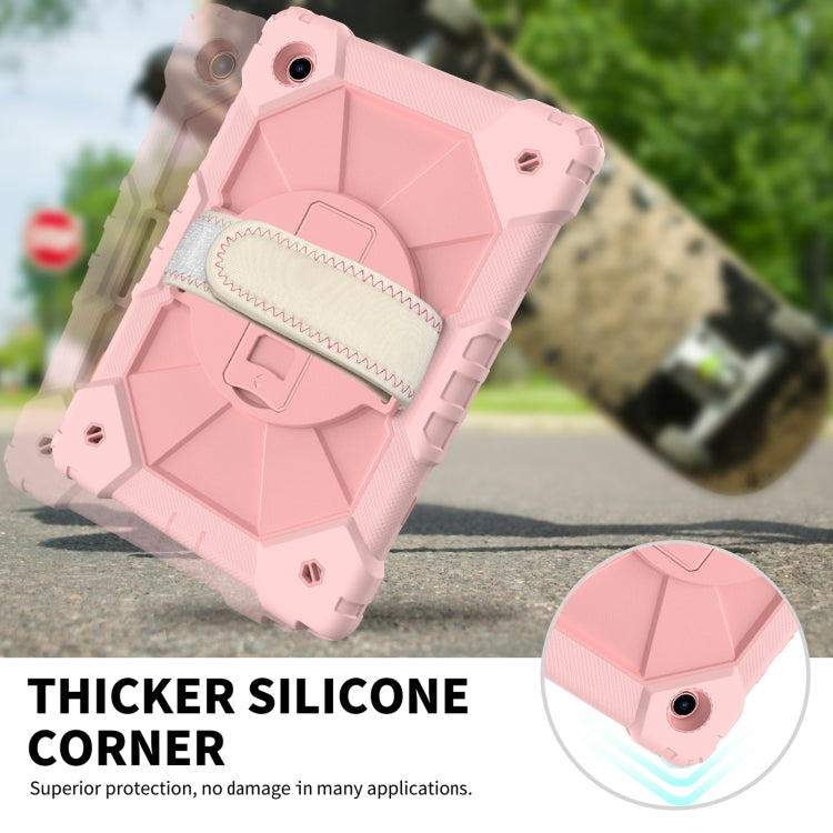 For Samsung Galaxy Tab A8 10.5 2021 X200 Contrast Color Robot Silicone + PC Tablet Case(Rose Gold) by bashfashion