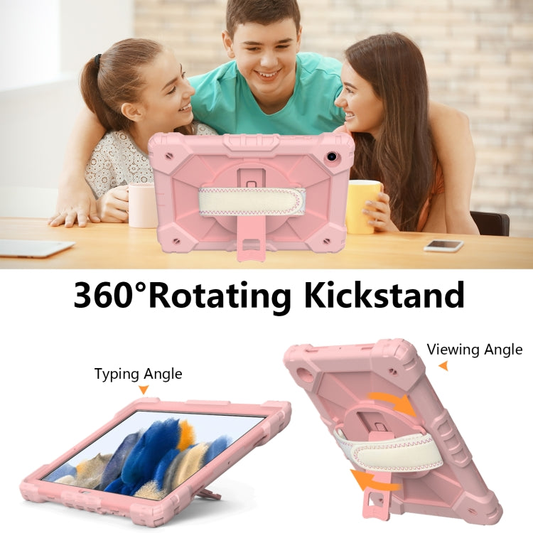 For Samsung Galaxy Tab A8 10.5 2021 X200 Contrast Color Robot Silicone + PC Tablet Case(Rose Gold) by bashfashion