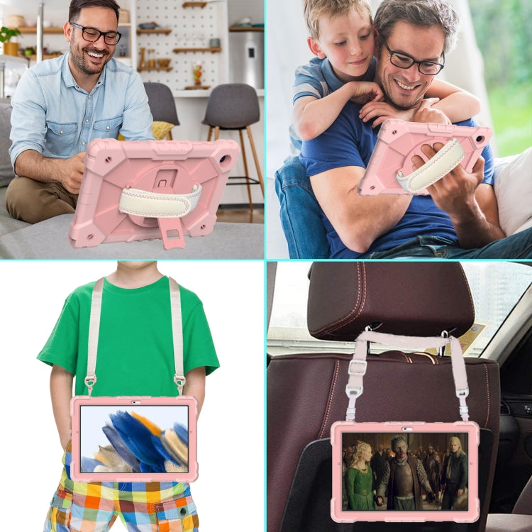 For Samsung Galaxy Tab A8 10.5 2021 X200 Contrast Color Robot Silicone + PC Tablet Case(Rose Gold) by bashfashion