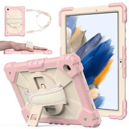 For Samsung Galaxy Tab A8 10.5 2021 X200 Contrast Color Robot Silicone + PC Tablet Case(Rose Gold+Beige) by bashfashion