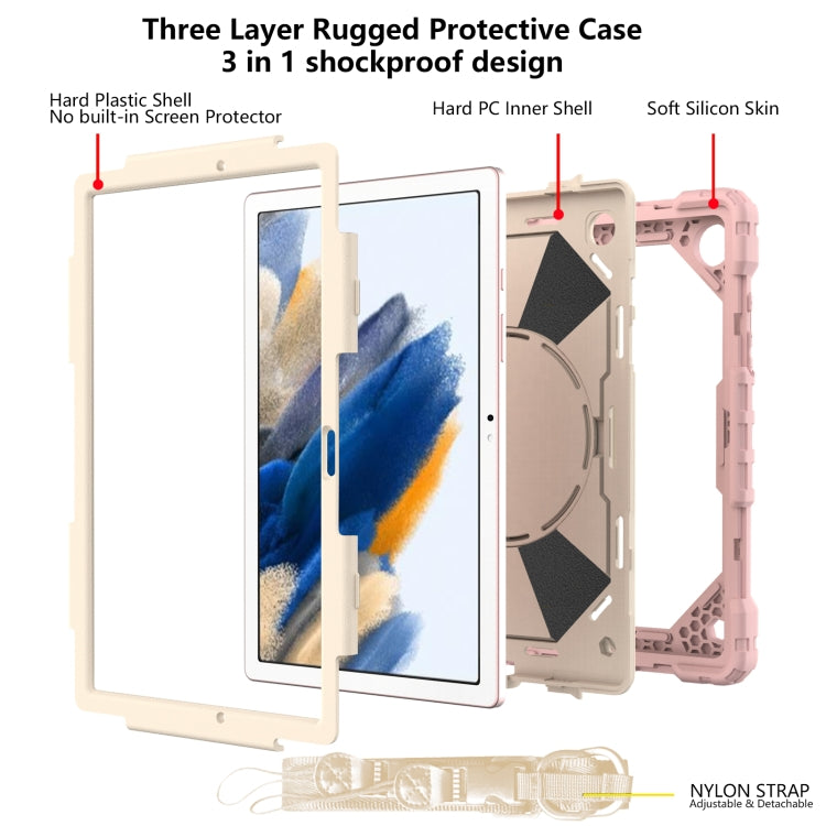 For Samsung Galaxy Tab A8 10.5 2021 X200 Contrast Color Robot Silicone + PC Tablet Case(Rose Gold+Beige) by bashfashion