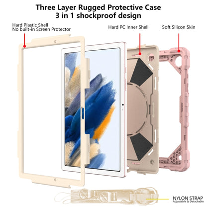 For Samsung Galaxy Tab A8 10.5 2021 X200 Contrast Color Robot Silicone + PC Tablet Case(Rose Gold+Beige) by bashfashion