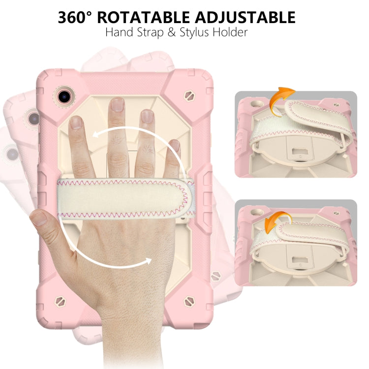 For Samsung Galaxy Tab A8 10.5 2021 X200 Contrast Color Robot Silicone + PC Tablet Case(Rose Gold+Beige) by bashfashion