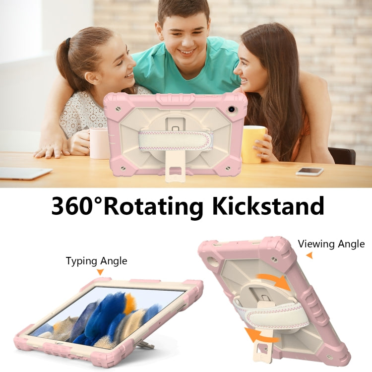 For Samsung Galaxy Tab A8 10.5 2021 X200 Contrast Color Robot Silicone + PC Tablet Case(Rose Gold+Beige) by bashfashion