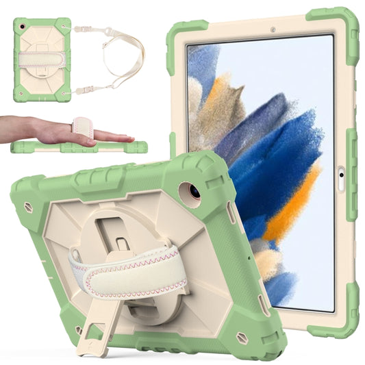 For Samsung Galaxy Tab A8 10.5 2021 X200 Contrast Color Robot Silicone + PC Tablet Case(Matcha Green+Beige) by bashfashion