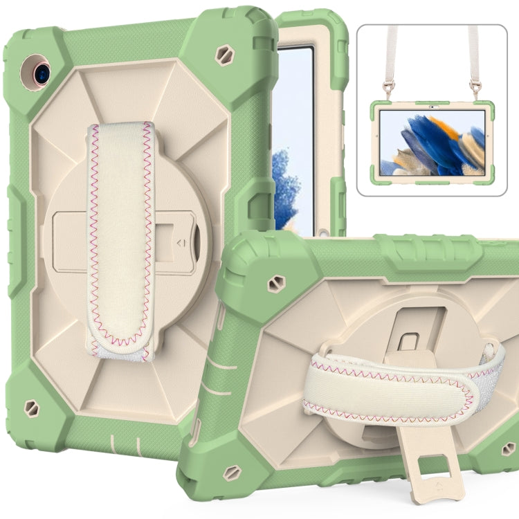 For Samsung Galaxy Tab A8 10.5 2021 X200 Contrast Color Robot Silicone + PC Tablet Case(Matcha Green+Beige) by bashfashion