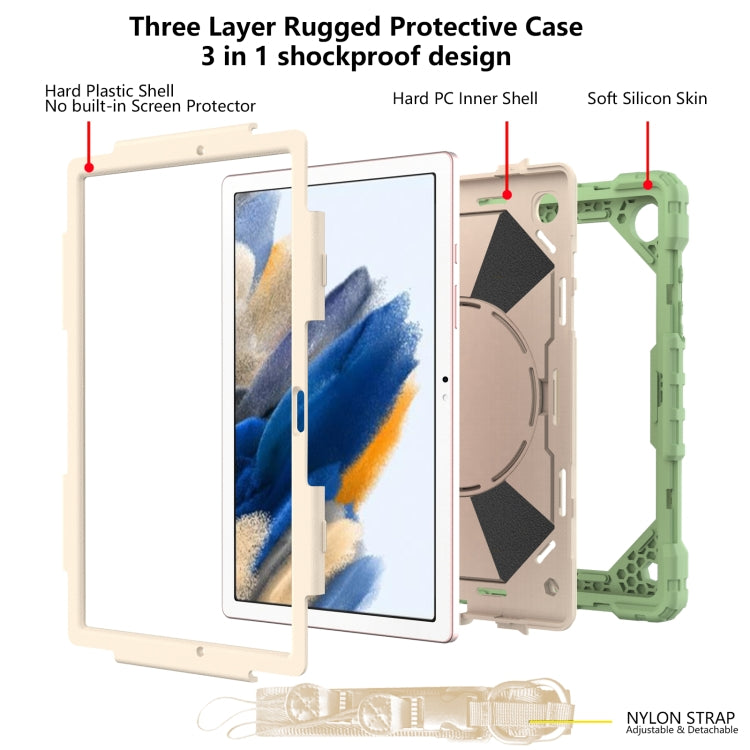 For Samsung Galaxy Tab A8 10.5 2021 X200 Contrast Color Robot Silicone + PC Tablet Case(Matcha Green+Beige) by bashfashion