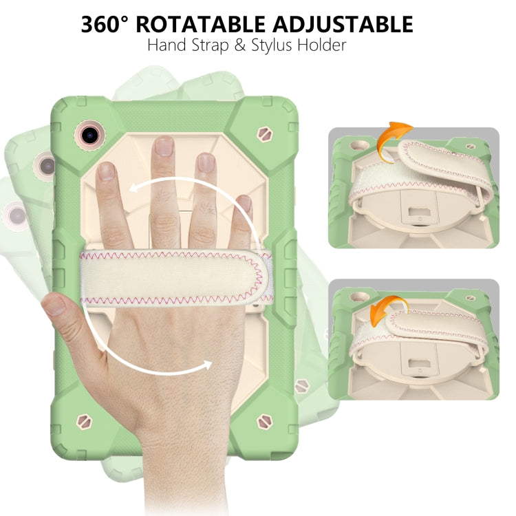 For Samsung Galaxy Tab A8 10.5 2021 X200 Contrast Color Robot Silicone + PC Tablet Case(Matcha Green+Beige) by bashfashion